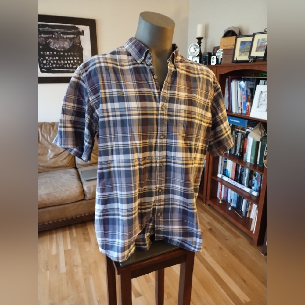 Eddie Bauer Multicolor Plaid Short Sleeve Button Front Shirt 2XL
